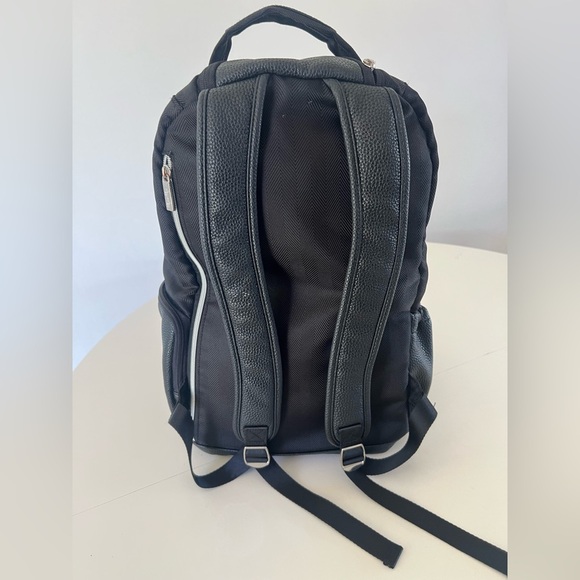 Itzy Ritzy Black Herringbone Boss Vegan Leather Backpack Diaper Bag - Picture 7 of 16